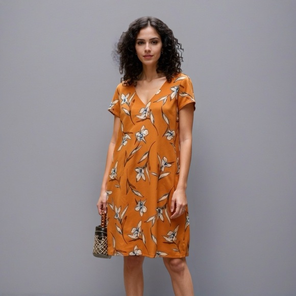 a new day Dresses & Skirts - A New Day Rust/Mustard Floral Shift Dress XL
